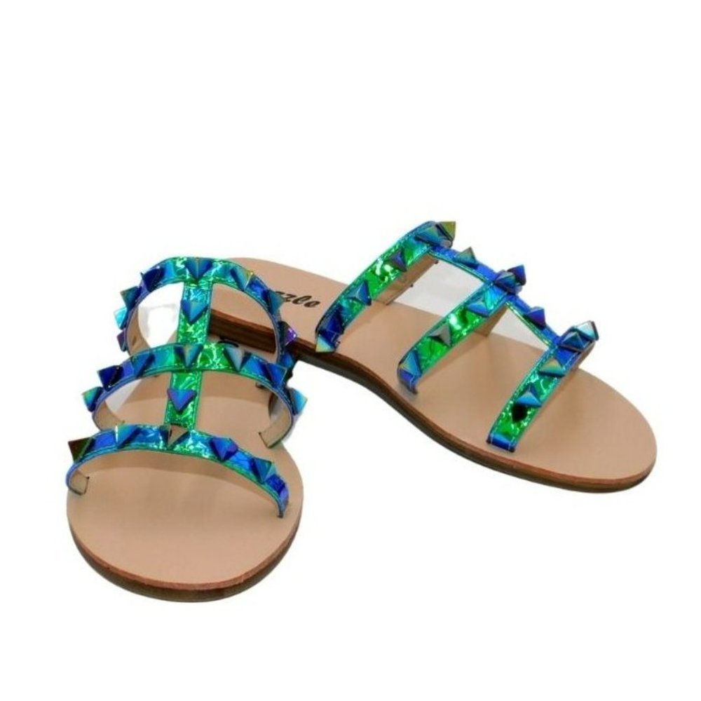Pazzle Hologram Studded Flat Sandal
